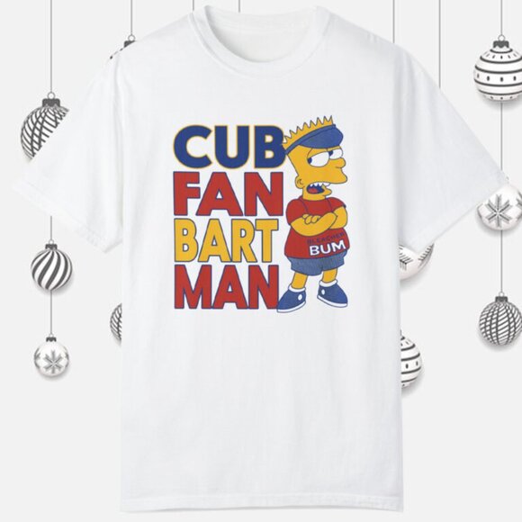Bart Simpson Cub Fan Shirt Simpsons Cartoon Baseball Theme Graphic T-Shirt 26 - Picture 1 of 4